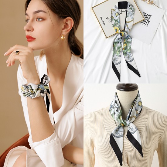 Long silk scarves for women, sweet, imitation silk print, ribbons for hairbands, elegant bags, ribbons, wholesale small silk scarves Long silk scarves for women, sweet, imitation silk print, ribbons for hairbands, elegant bags, ribbons, wholesale small silk scarves