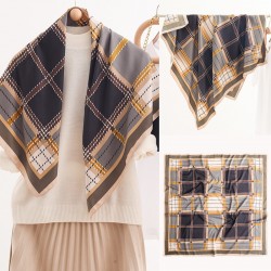 Spring/Summer new printed silk scarf, camellia 90s large square scarf, wholesale women's sunscreen silk scarf, scarf accessories