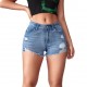 Amazon European and American Cross-border Ripped Denim Shorts for Women, High-waisted, Slim Fit, Streetwear, Raw-edge Shorts, In Stock