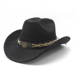 Thickened hardtop cowboy hat, dopamine suede, curved brim hat, French cross-border wholesale, ethnic style.