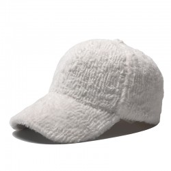 New winter faux mink baseball cap with plush vertical stripes, versatile solid color, warm and cold-resistant curved brim baseball cap for men and women.