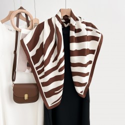 British-style, classic, retro, simple striped print silk scarves, 90s square scarves for women, high-end, stylish, and trendy decorative square scarves.