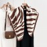 British-style, classic, retro, simple striped print silk scarves, 90s square scarves for women, high-end, stylish, and trendy decorative square scarves.