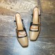 5cm Riveted Shallow-Haired Sandals with Internal Height Increase Nude pointed-toe soft patent leather French-style slip-on shoes for women, versatile for commuting.