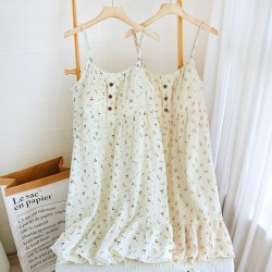 Summer women's cotton double-layer gauze shorts and pullover, thin, Japanese-style loungewear, soft, two-piece set.