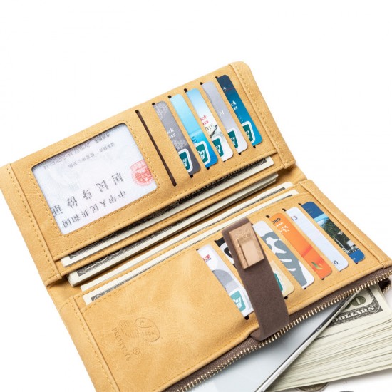 Factory Direct 2023 Cross-Border Hot-selling long women's wallet, vintage frosted zipper clutch, large capacity wallet.