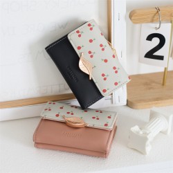 New women's wallet, printed, fresh and simple, foldable zippered and clasp, multifunctional, portable, women's wallet and coin purse.