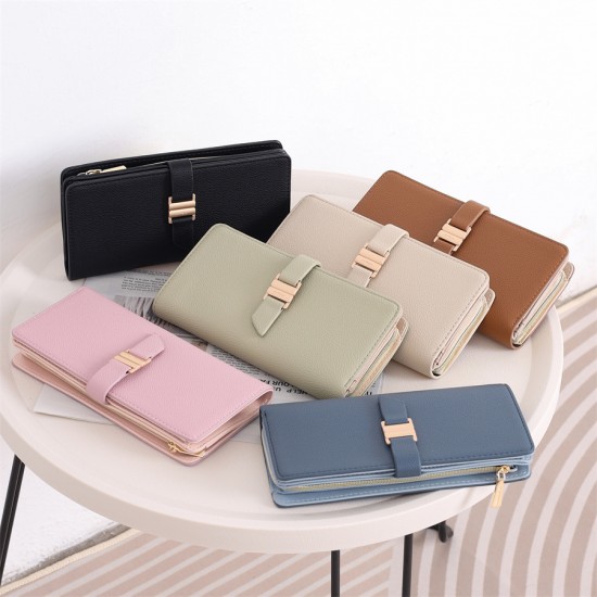 Lianbu New Women's Wallet, Long PU Leather Bi-Fold Wallet, Luxury European and American Multifunctional Clutch