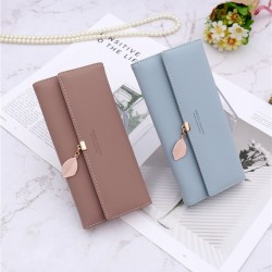 New Japanese and Korean leaf-printed long women's wallet, multifunctional large-capacity student wallet, women's clutch