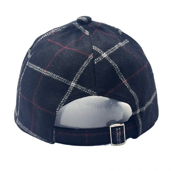 New Wool Hats for Men: Fall/Winter Sun Protection Baseball Hat, Korean Classic Plaid Hard Top Baseball Hat Trend