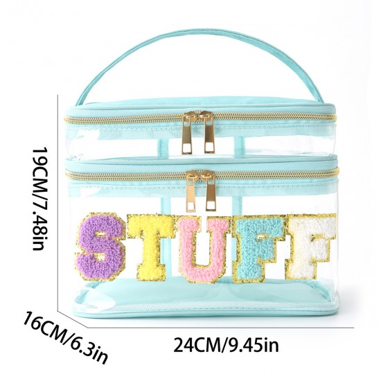 Embroidered and custom seersucker cosmetic bag, cross-border striped portable storage bag, popular travel organizer, in stock on Etsy