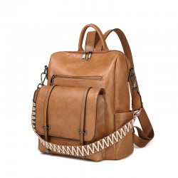 New cross-border retro women's backpacks, new high-end PU soft leather dual-use shoulder bags, large-capacity commuter backpacks