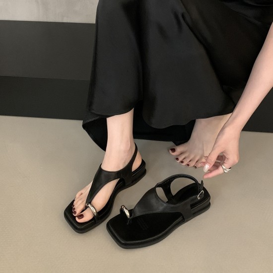 French Retro Strappy Wedge Heel Slip-On Sandals for Women, Summer 2025 New Roman sandals with skirts French Retro Strappy Wedge Heel Slip-On Sandals for Women, Summer 2025 New Roman sandals with skirts
