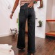 European and American Cross-Border Amazon Spring 2025 New Dark Blue High-Waisted Wide-Leg Jeans for Women, Fashionable Retro Straight-Leg Pants