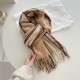 Korean classic plaid faux cashmere scarves for women, fashionable and versatile thin warm neckbands for outerwear.