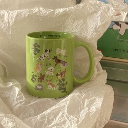 Homemade cute kitten flip-top ceramic mug, niche and fun coffee cup and water cup gift, 270ml.