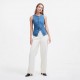 2025 summer new European and American cross-border trade sleeveless slim-fit denim vest for women, round-neck waistcoat