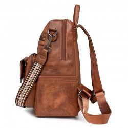 Cross-border PU women's winter new European and American retro versatile backpack, high-end two-tone tassel backpack wholesale