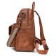 Cross-border PU women's winter new European and American retro versatile backpack, high-end two-tone tassel backpack wholesale