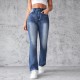 Amazon 2025 New European and American Embroidered High-Waisted Washed Fashion Flared Pants for Women
