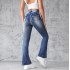 Amazon 2025 New European and American Embroidered High-Waisted Washed Fashion Flared Pants for Women