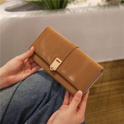 PRETTYZYS New Long Wallet for Women, Japanese and Korean Style Frosted Buckle and Folding Long Clutch and Card Holder