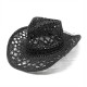Malanhua hand-woven hollow cowboy straw hat, summer sun protection hat for men and women, Western cowboy straw hat