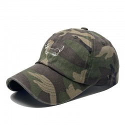 2025 Korean new style washed camouflage curved brim baseball caps with puppy embroidery, outdoor sun protection caps.
