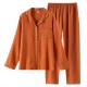 Spring and summer women's pajamas, pure cotton double-layered gauze thin long-sleeved trousers, thin, soft, loose loungewear set. Spring and summer women's pajamas, pure cotton double-layered gauze thin long-sleeved trousers, thin, soft, loose loungewear set.