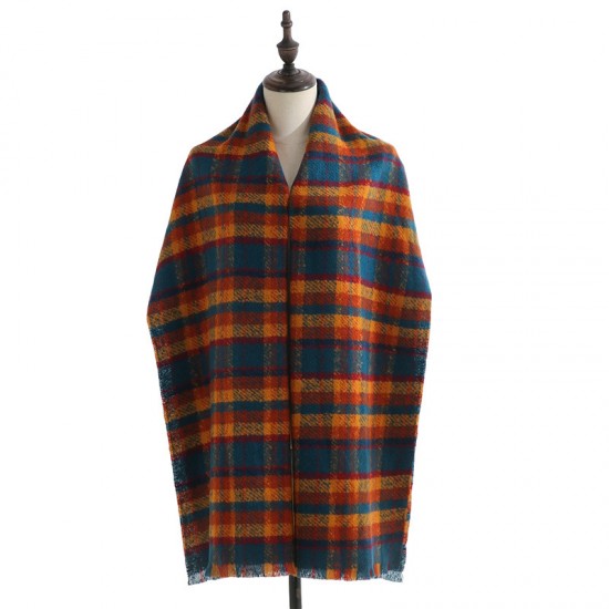 Fashionable plaid scarf for women, 2025 new autumn and winter Korean style sweet imitation cashmere scarf, wholesale, thickened and warm shawl