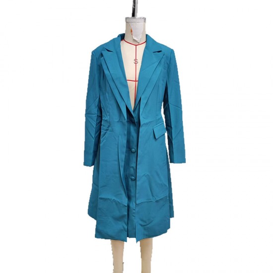 Fashionable casual lapel, solid color, pocket button, long-sleeved top, two-piece women's clothing wholesale.
