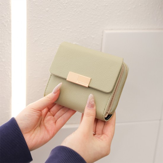 2025 New Women's Wallet, Japanese and Korean Fresh PU Tri-Fold Zipper, Multi-Function Large-Capacity Wallet, Wholesale