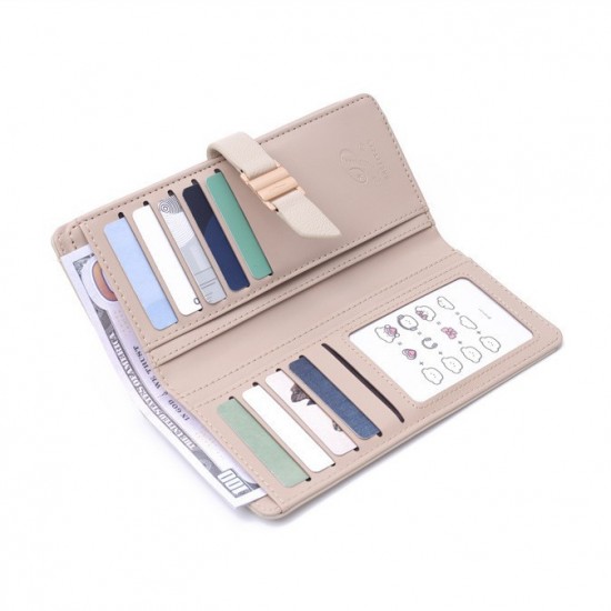 Lianbu New Women's Wallet, Long PU Leather Bi-Fold Wallet, Luxury European and American Multifunctional Clutch