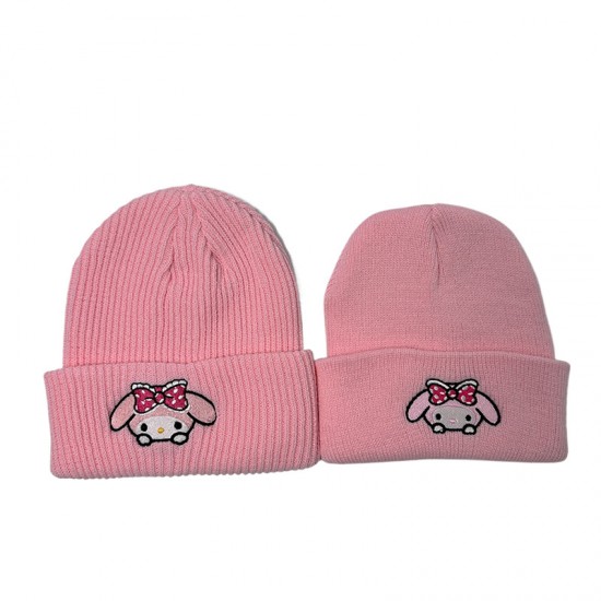 Cute Autumn/Winter Cartoon Parent-Child Knitted Hat, Kuromi Melody Cinnamon Dog Embroidered Warm Wool Hat Cute Autumn/Winter Cartoon Parent-Child Knitted Hat, Kuromi Melody Cinnamon Dog Embroidered Warm Wool Hat