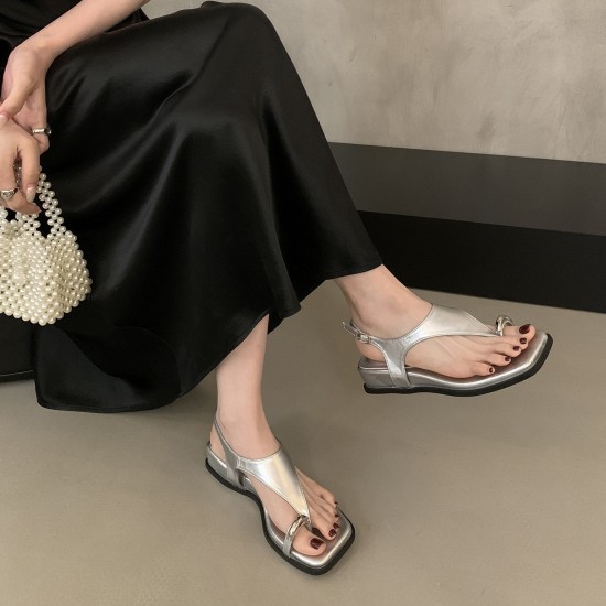 French Retro Strappy Wedge Heel Slip-On Sandals for Women, Summer 2025 New Roman sandals with skirts French Retro Strappy Wedge Heel Slip-On Sandals for Women, Summer 2025 New Roman sandals with skirts