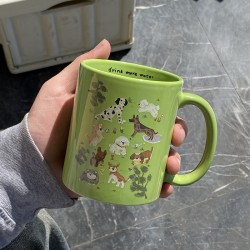Homemade cute kitten flip-top ceramic mug, niche and fun coffee cup and water cup gift, 270ml.