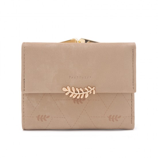 New Short Wallet, Women's Refreshing Japanese and Korean-style leaf-printed hardware buckle multifunctional card and coin purse New Short Wallet, Women's Refreshing Japanese and Korean-style leaf-printed hardware buckle multifunctional card and coin purse