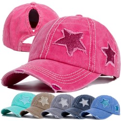 Men's flat-top military caps, spring and summer washed distressed men's hats, Korean-style casual baseball caps, trendy summer sun hats