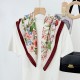 Korean thin, fashionable, elegant silk scarves, 90cm, garden print, neck support, versatile square scarves for women, wholesale scarves. Hair