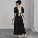 New cross-border short-sleeved bow-knot maxi dress, slim waist, printed European and American short-sleeved bow dress. New cross-border short-sleeved bow-knot maxi dress, slim waist, printed European and American short-sleeved bow dress.