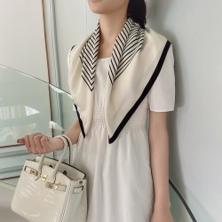 Korean Dongdaemun striped silk scarves, women's headbands, sweet chiffon square scarves, professional small scarves.