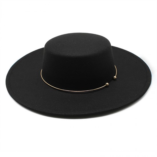 2021 autumn and winter new cross-border thickened men's and women's hat 10cm wide-brim wool felt flat-top hat