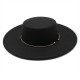 2021 autumn and winter new cross-border thickened men's and women's hat 10cm wide-brim wool felt flat-top hat