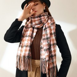 2023 new plaid scarf for women, winter mid-length tassel shawl, fashionable street style faux cashmere warm scarf for men.