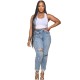 Factory direct 2025 new cross-border ripped high-waisted jeans for women, slim-fitting skinny jeans in stock.