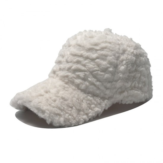 New cross-border teddy bear fur caps. Thickened furry solid color warm baseball cap, outdoor ultra-soft feel baseball cap