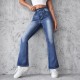 Amazon 2025 New European and American Embroidered High-Waisted Washed Fashion Flared Pants for Women