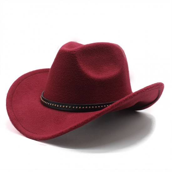 New cross-border western cowboy hat, black woolen jazz hat, ethnic autumn and winter felt hat for men and women, wide brim hat