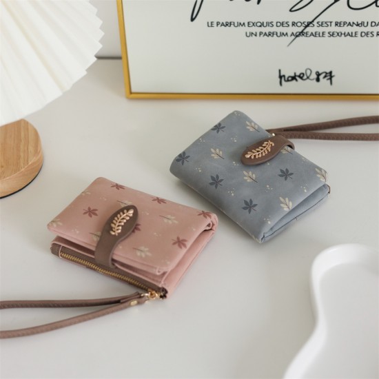 Pretty Women's Short Wallet, Korean-Style PU Printed Zippered Simple Zippered Coin Purse, In Stock Wholesale