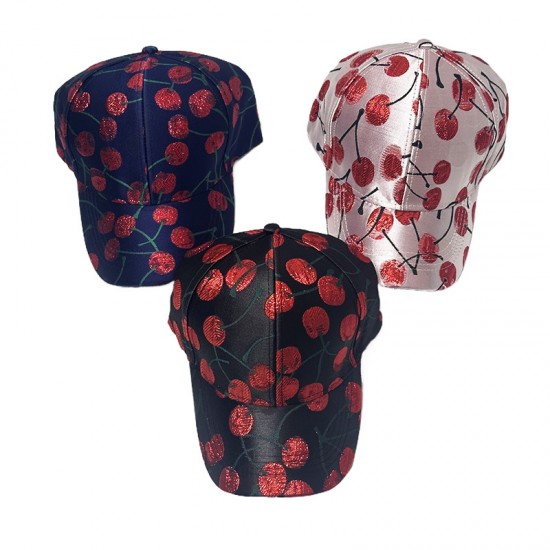 Korean style fashionable cherry jacquard pattern women's hardtop baseball caps, casual sun protection, versatile and fashionable baseball caps. Korean style fashionable cherry jacquard pattern women's hardtop baseball caps, casual sun protection, versatile and fashionable baseball caps.